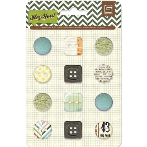Декоративни копчета асорти - Basic Grey - Hey You - Eclectic Buttons